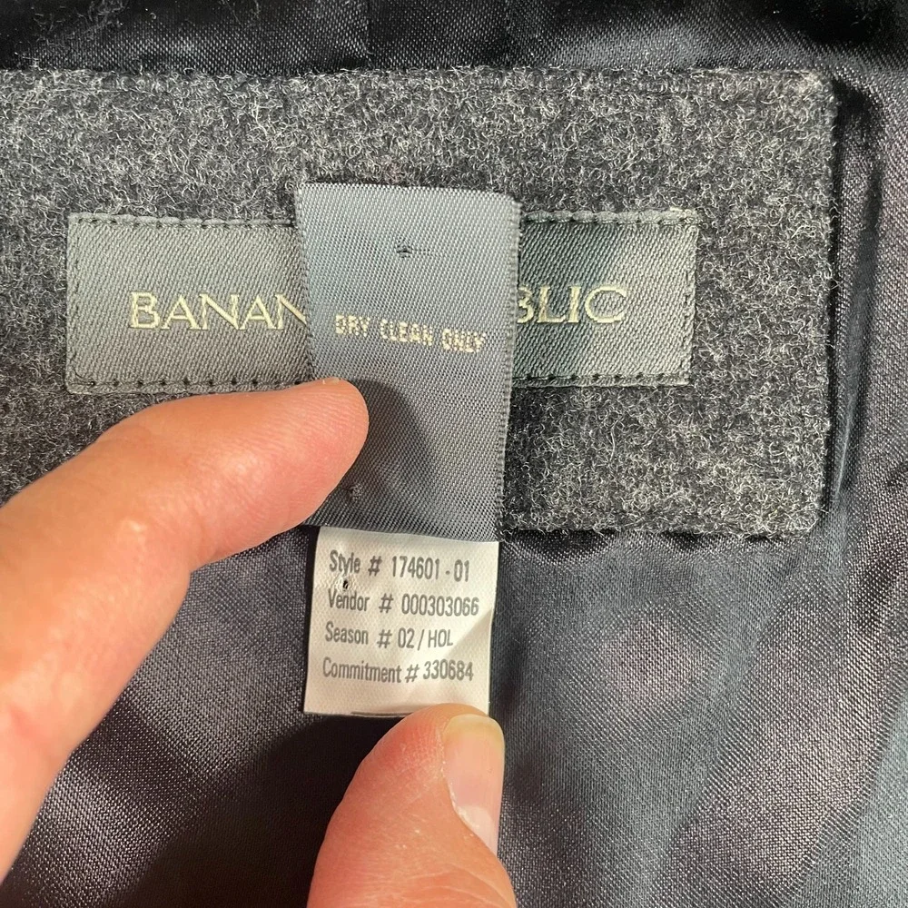 Vintage Banana‎ Republic Pea Coat Men Medium Grey Wool Cashmere Double Breasted